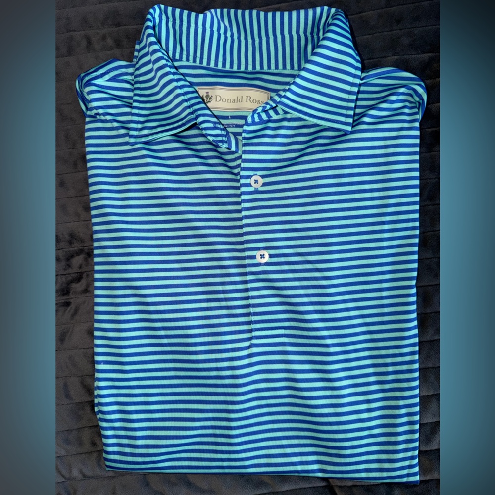 Donald Ross Blue Striped Polo Shirt for Men